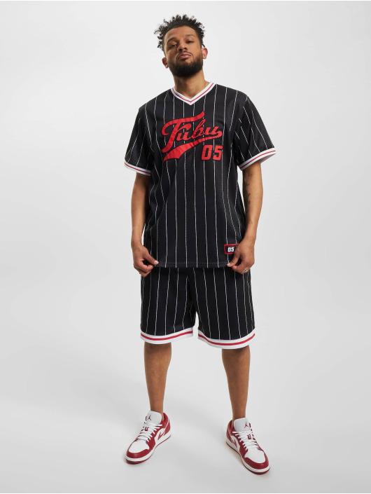 Fubu Camiseta Varsity Pinstriped Mesh negro