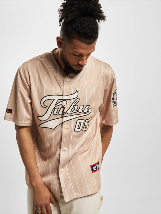 Fubu - Varsity Pinstriped Baseball Jersey offwhite