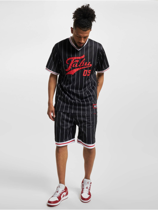 Fubu Pantalón cortos Varsity Pinstriped Mesh negro
