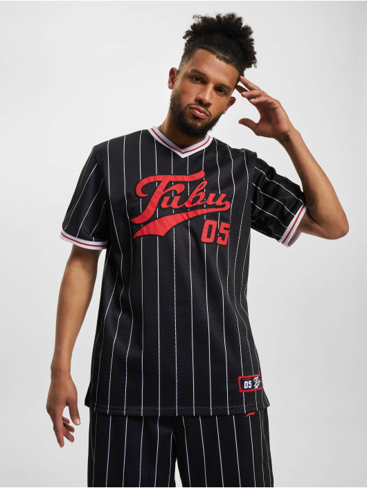 Fubu t-shirt Varsity Pinstriped Mesh zwart