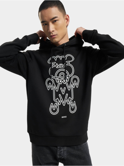 Hugo Hoodies Weboxy Logo Print čern