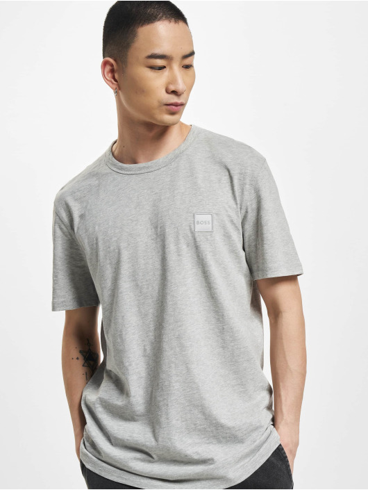 Hugo T-shirt Tegood Regular Fit Logo Patch grå