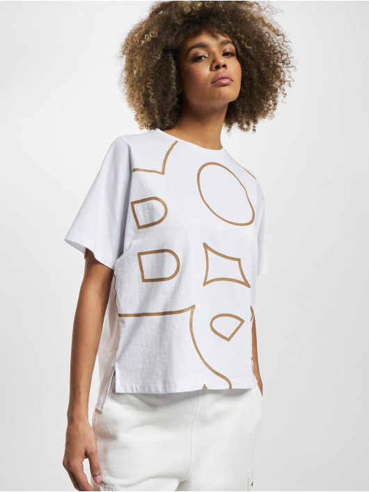 Hugo Damen T-Shirt Ekrisp Comfort Fit Shaken Logo in weiß