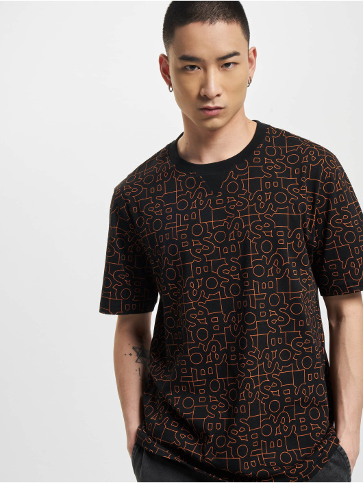 Hugo t-shirt Tecrinkle All Over Print zwart