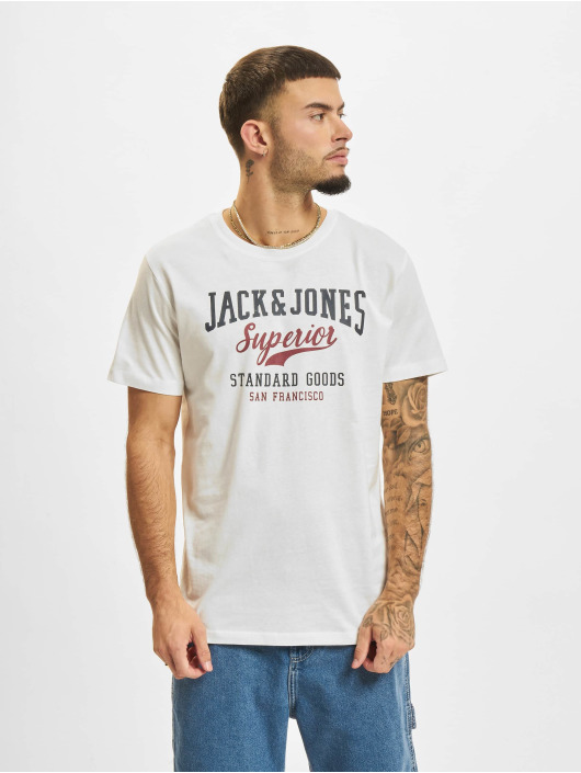 Jack & Jones T-Shirt Blucarlyle Print Crew Neck blanc