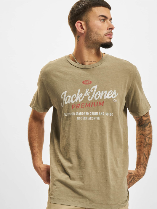 Jack & Jones Herren T-Shirt Blucarlyle Print Crew Neck in khaki