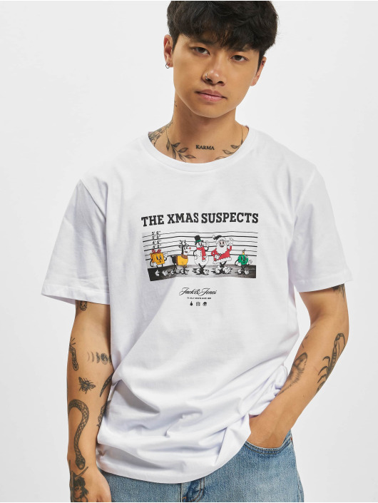 Jack & Jones T-shirts Xmas Crew Neck hvid