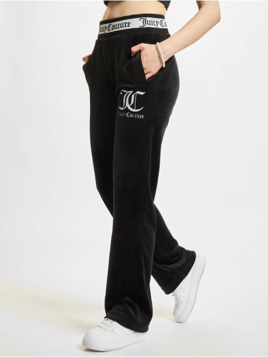 Juicy Couture Jogging Velour Stripe Trouser With Rib noir