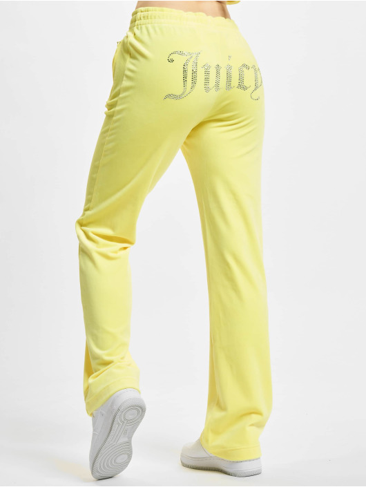 Juicy Couture tepláky Velour Track Pants With Diamante Branding žltá