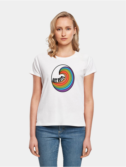 Just Rhyse T-paidat Rainbow Wave valkoinen