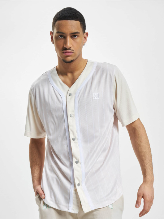 Karl Kani Camicia OG Block Pinstripe Baseball bianco