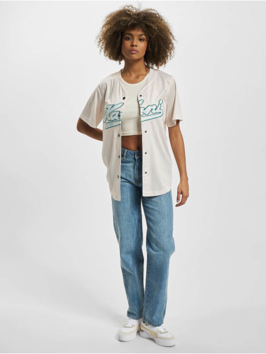 Karl Kani Camicia Varsity Pinstripe Baseball bianco