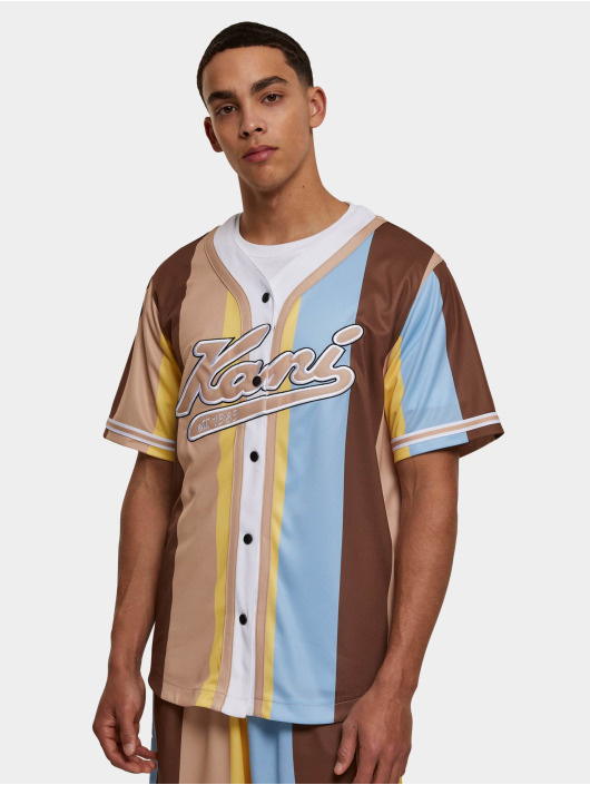Karl Kani Camicia Varsity Striped Baseball blu