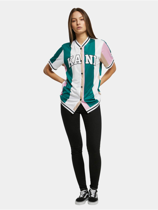 Karl Kani Camisa Serif Stripped Baseball fucsia