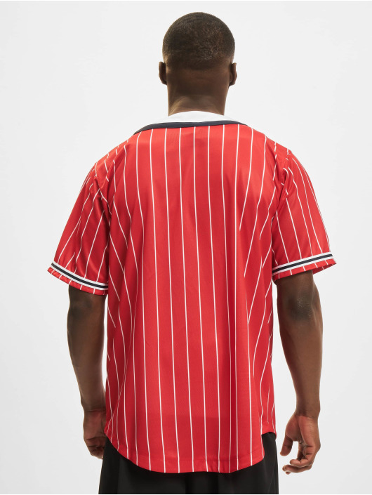Karl Kani Camisa Serif Pinstripe Baseball rojo