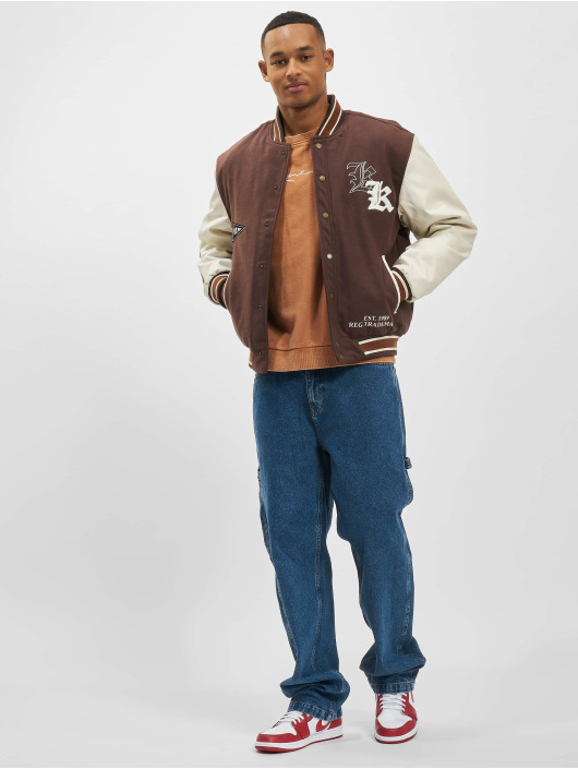 Karl Kani Chaqueta de béisbol Old English Block College marrón