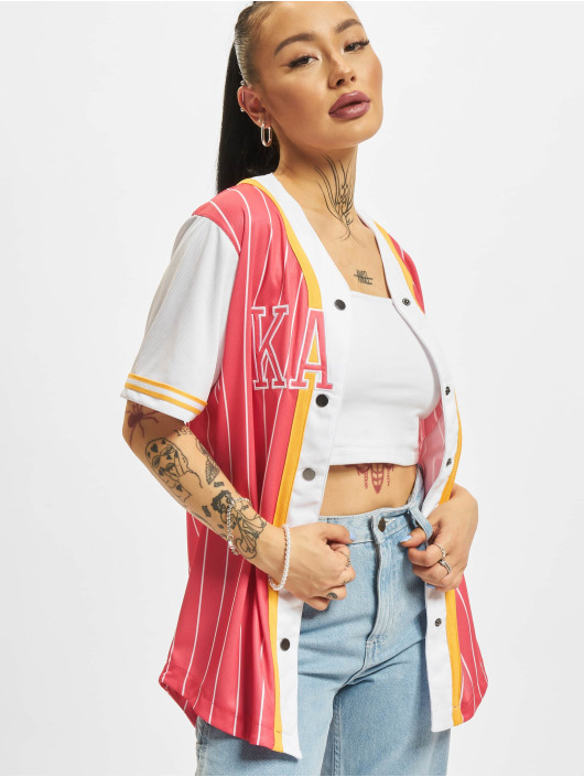 Karl Kani Chemise Block Pinstripe Baseball magenta