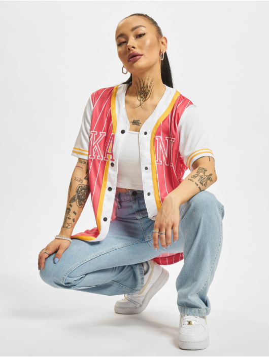 Karl Kani Chemise Block Pinstripe Baseball magenta