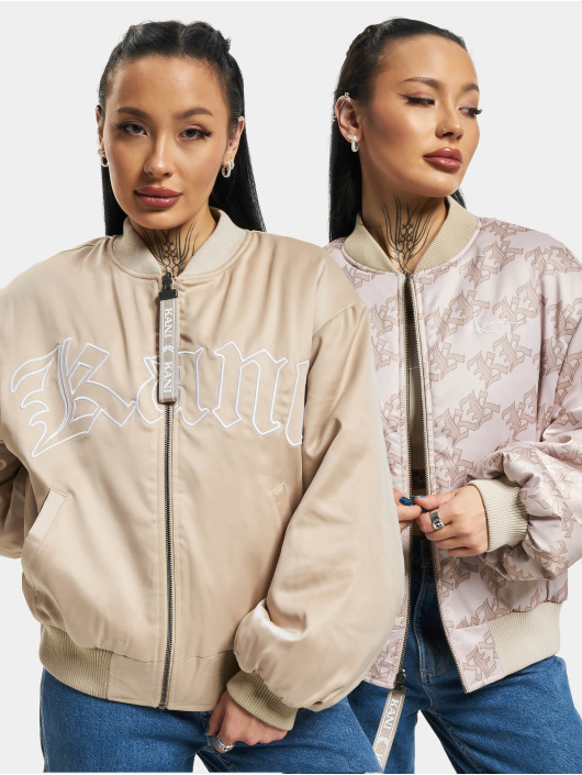Karl Kani Giubbotto Bomber Woven Signature Reversible Satin beige