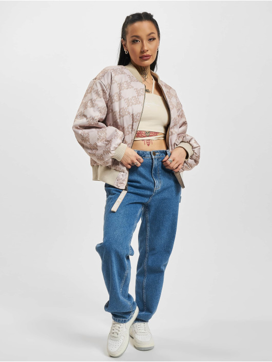 Karl Kani Giubbotto Bomber Woven Signature Reversible Satin beige