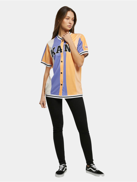 Karl Kani Košile Serif Stripped Baseball fialový
