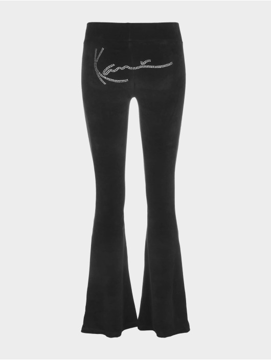 Karl Kani Leggingsit/Treggingsit Signature Rhinestone Velvetflared musta