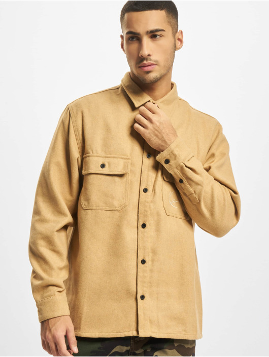 Karl Kani overhemd Chest Signature Wool Blend beige