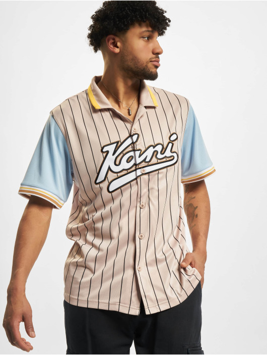 Karl Kani overhemd Pinstripe Baseball beige