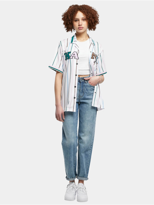 Karl Kani overhemd Retro Pinstripe Baseball wit