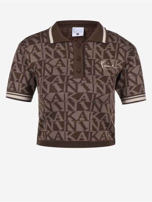 Karl Kani poloshirt Chest Signature Logo Knit bruin