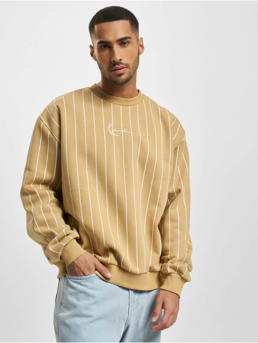 Karl Kani Puserot Small Signature Pinstripe Crew beige