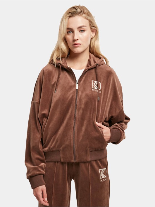 Karl Kani Sudaderas con cremallera Chest OG Velvet marrón
