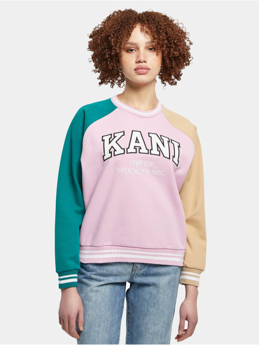 Karl Kani Svetry Serif Block College Crew Neck růžový