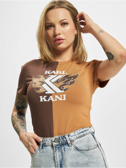 Karl Kani T-paidat Retro Block Crop ruskea