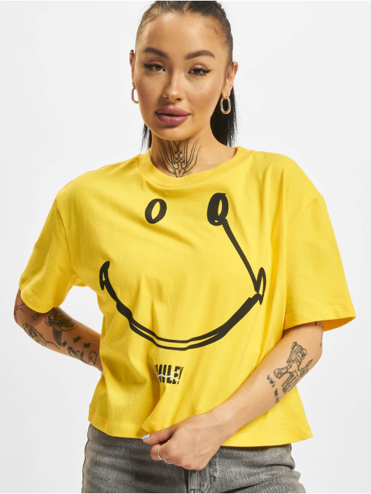 Karl Kani t-shirt Small Signature Smiley Cropped geel