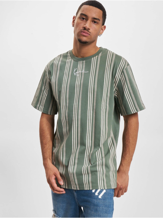 Karl Kani t-shirt Small Signature Striped groen