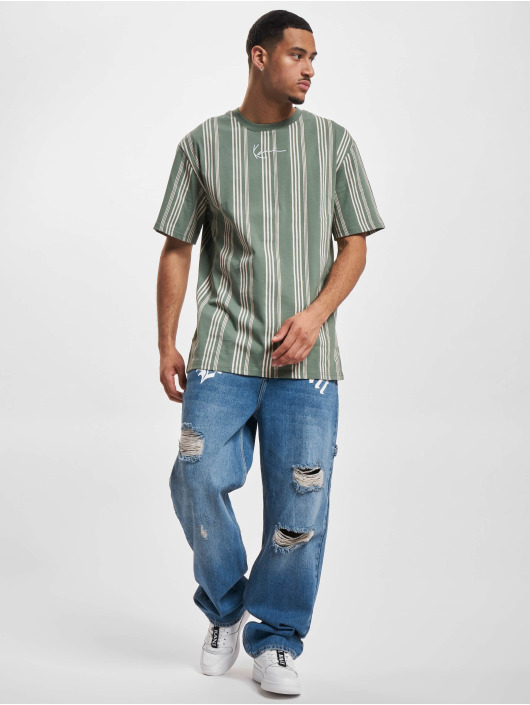 Karl Kani t-shirt Small Signature Striped groen