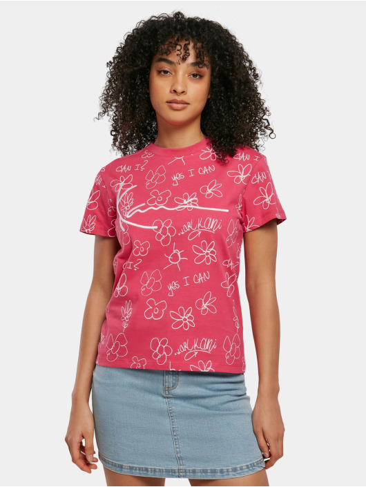 Karl Kani T-shirts Signature Flower pink