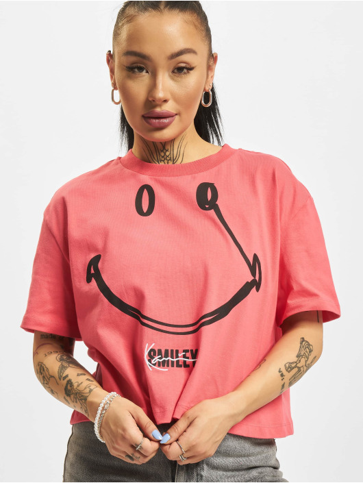 Karl Kani T-Shirty Small Signature Smiley Cropped pink