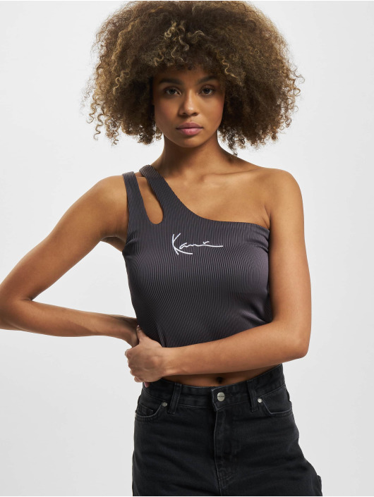 Karl Kani top Small Signature One Shoulder zwart