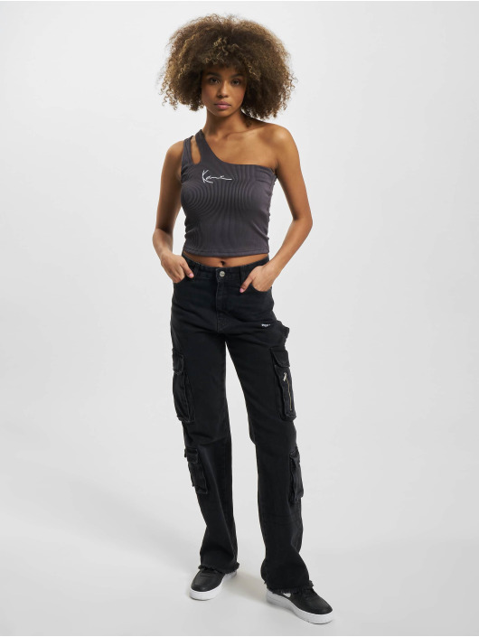 Karl Kani top Small Signature One Shoulder zwart