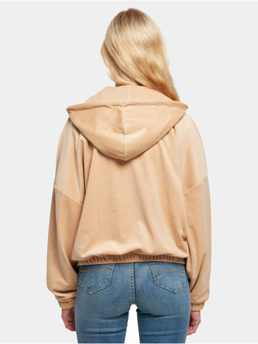 Karl Kani Zip Hoodie Chest Signature Velvet Logo beige