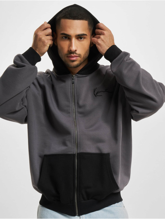 Karl Kani Zip Hoodie Chest Signature Metaverse Block Full Zip grå