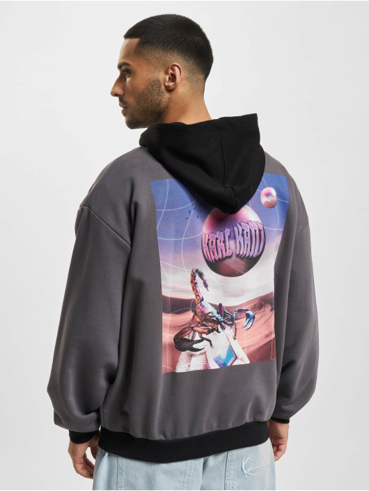 Karl Kani Zip Hoodie Chest Signature Metaverse Block Full Zip grå
