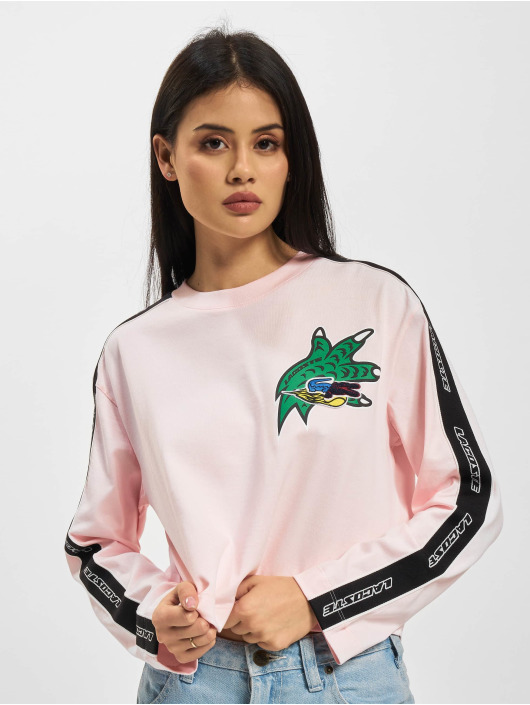 Lacoste Maglietta a manica lunga Racing Stripes rosa chiaro