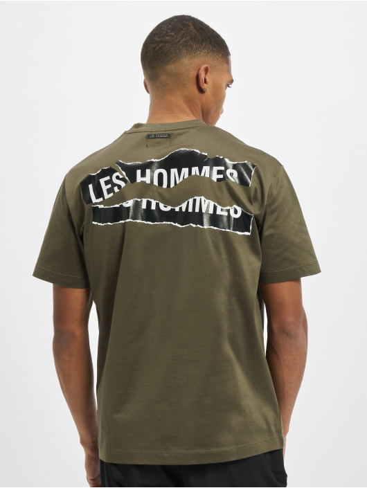 Les Hommes T-Shirty Broken zielony