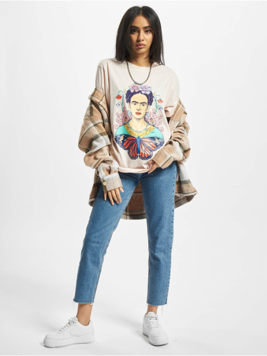 Merchcode T-Shirt Ladies Frida Kahlo Butterfly rosa