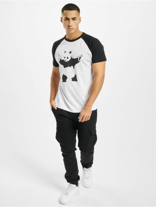Merchcode T-Shirt Banksy Panda Raglan weiß