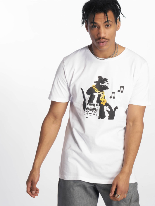 Merchcode T-Shirt Banksy Hiphop Rat weiß