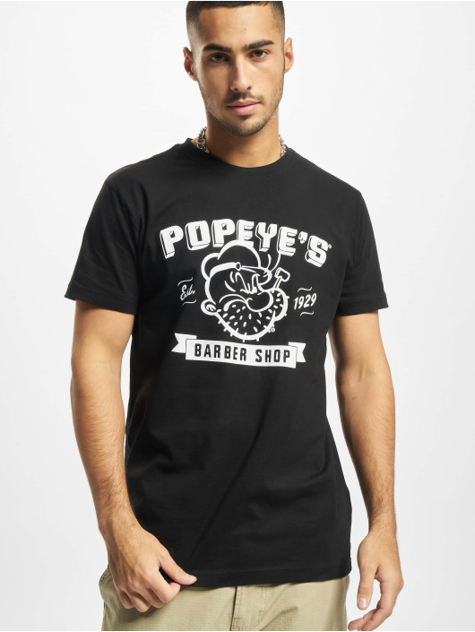 Merchcode t-shirt Popeye Barber Shop zwart